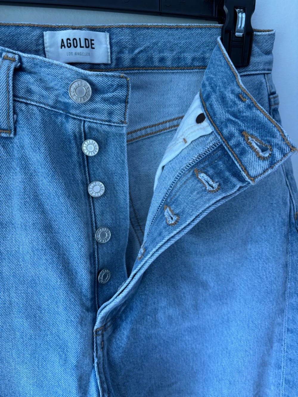 Agolde Light Wash Wide Leg Flare Jeans - Picture 8 of 12
